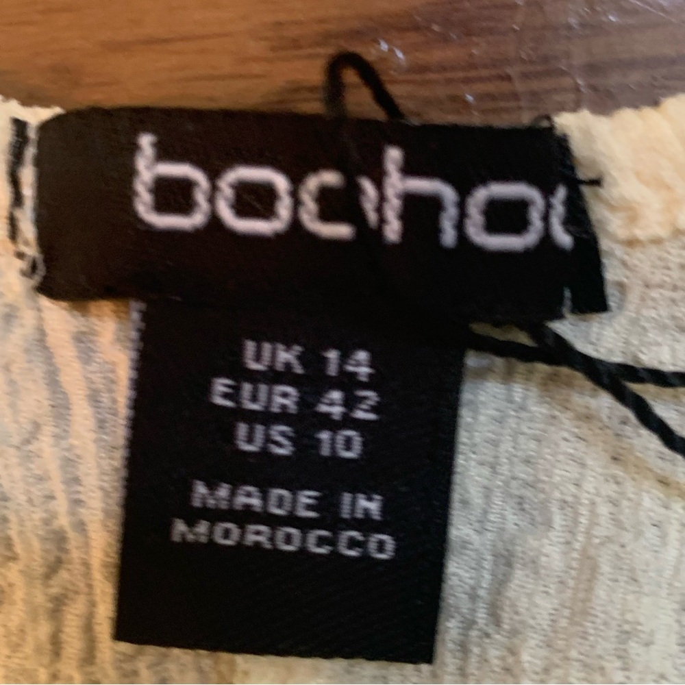 Boohoo Womens Trapeze Textured Midaxi Smock Dress | US 10 , UK 14 | Stone NEW!! - Picture 9 of 15